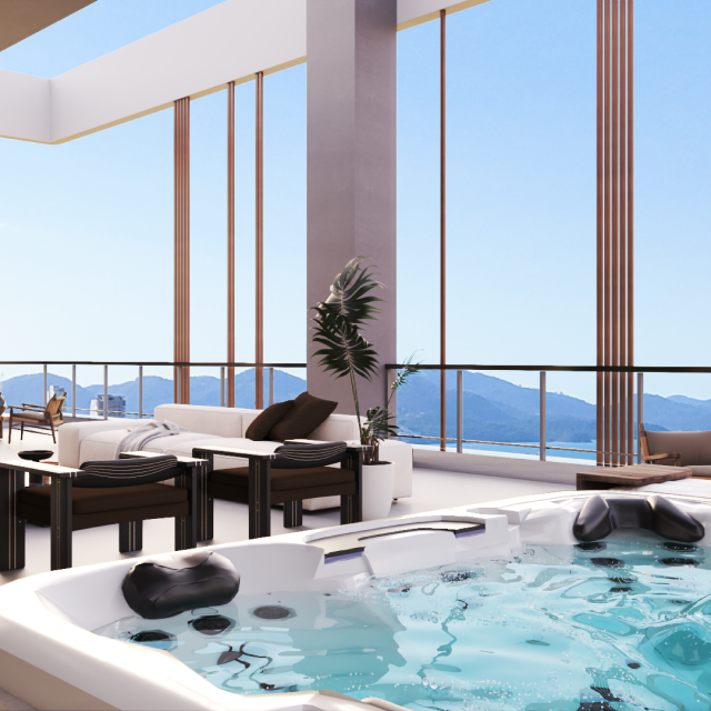 Uma Área de Lazer no Rooftop com 399 m² e vista para o mar